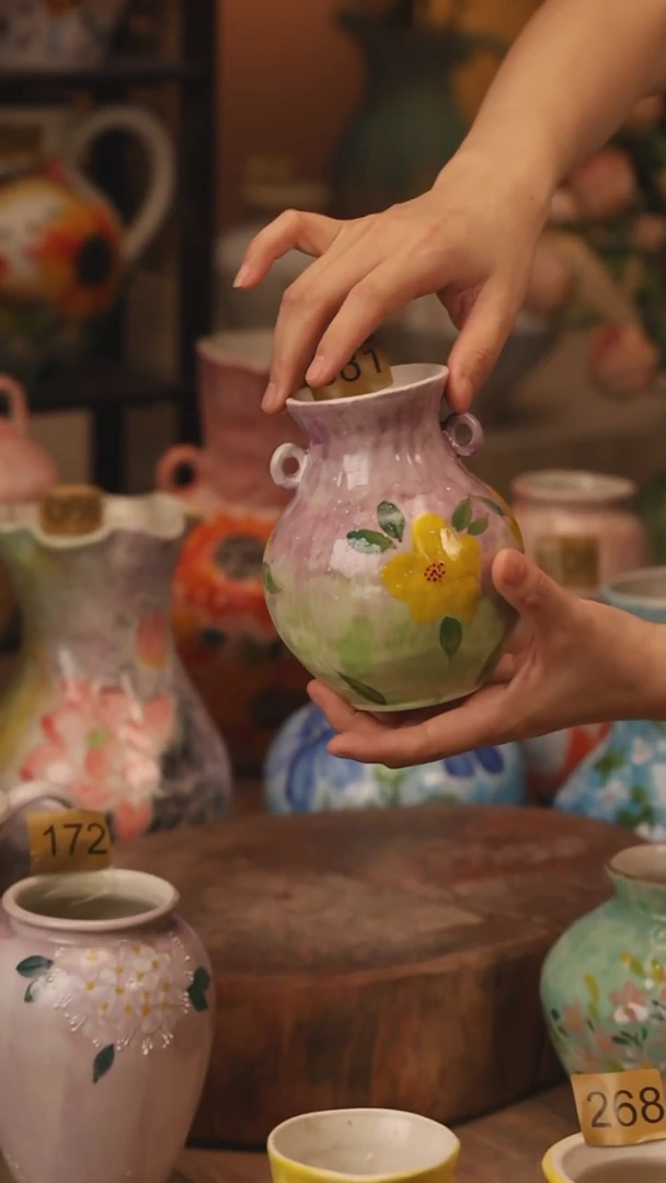 陶瓷081景德镇设计师手作花器摆件侘寂风