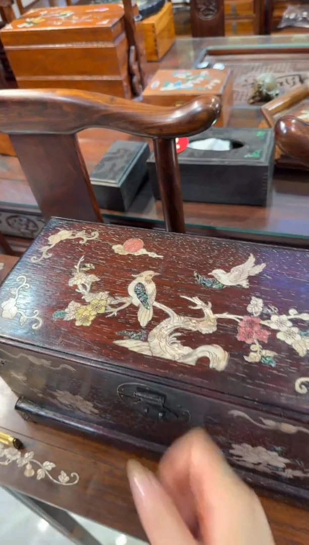 木40紫檀树鸟翻盖箱428.8