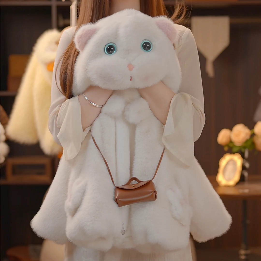 【小白猫】2024冬季新款男女宝同款外套保暖毛绒卡通加厚