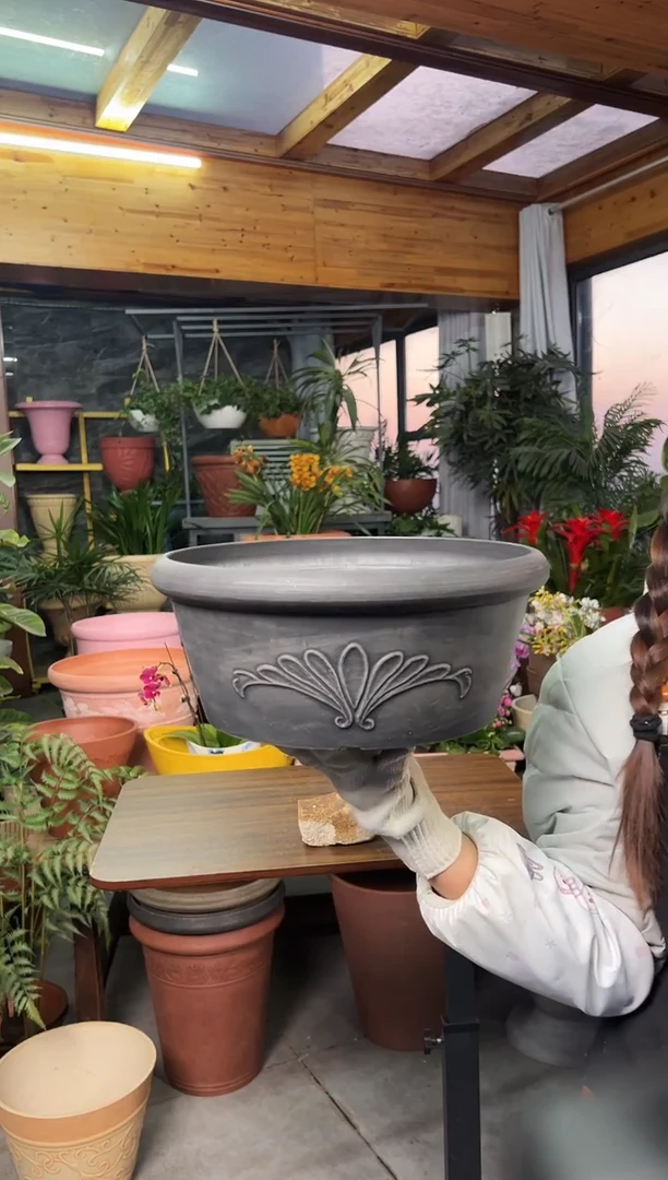 30*12.5/TA30【3只装】黑色浮雕纹理花盆