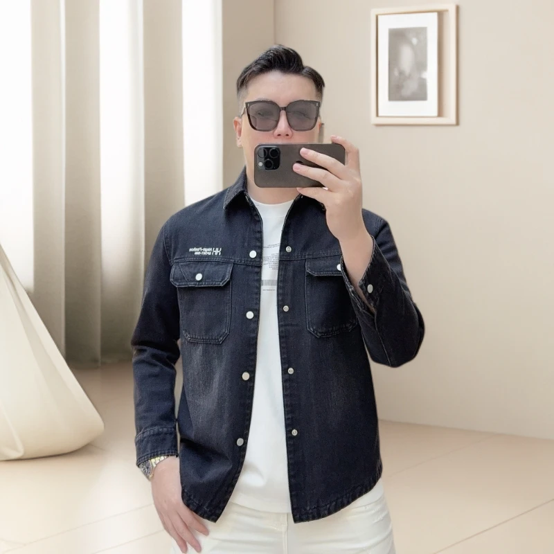 维斯克纳秋季新款个性时尚潮牌字母翻领牛仔夹克修身百搭网红外套