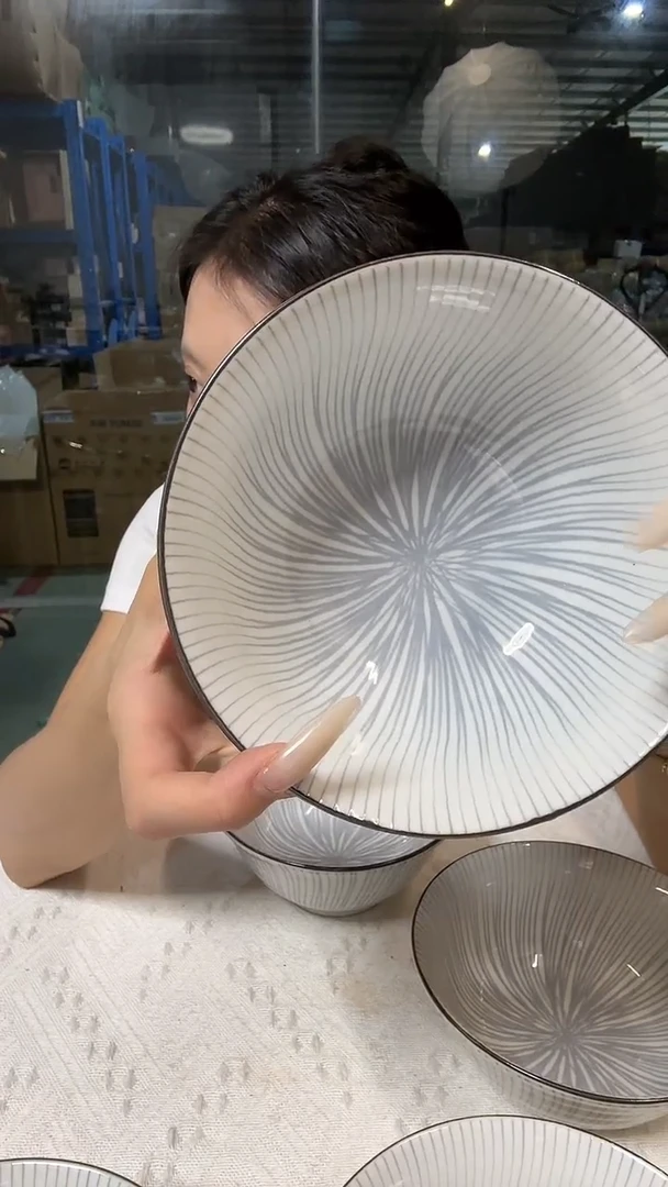陶瓷薄雾十草6.0英寸面碗单个