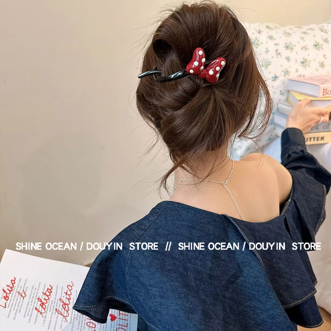 双海「哈尼系列-米奇领结」 韩国高级感小众设计时尚趣味百搭扭扭夹