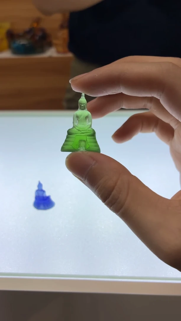 琉璃手工艺品迷你小佛3公分绿色