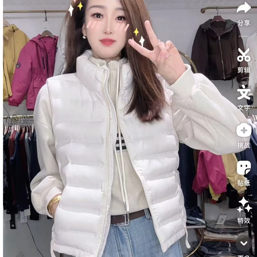 瑶瑶家 秋冬立领拉链修身面包马甲