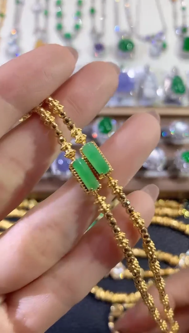 18K金镶嵌手链翡翠C8翡翠多样性发货一件