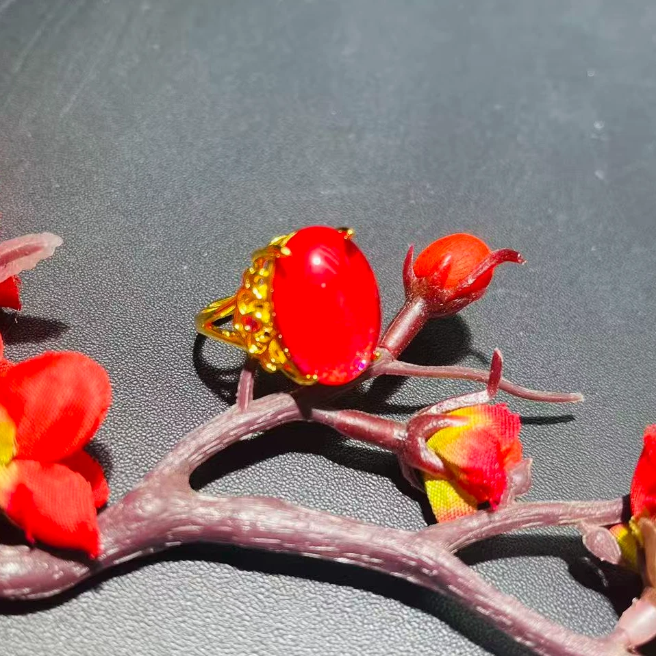 【小天总专属】W058 斑 彩 千 寿 光 波 晶 红戒指-多样性发起一