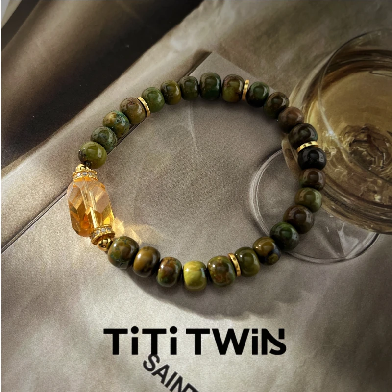 TiTi TWINS【金沙山驰】原创原矿绿松多宝设计手串