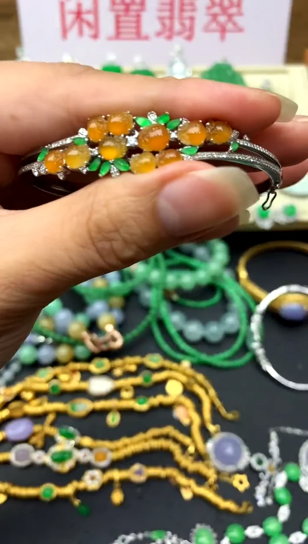 翡翠手镯18K金镶嵌276-中国好珍宝