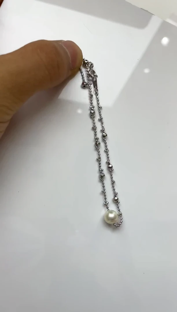 银S925镶嵌手绳海水珍珠7-8