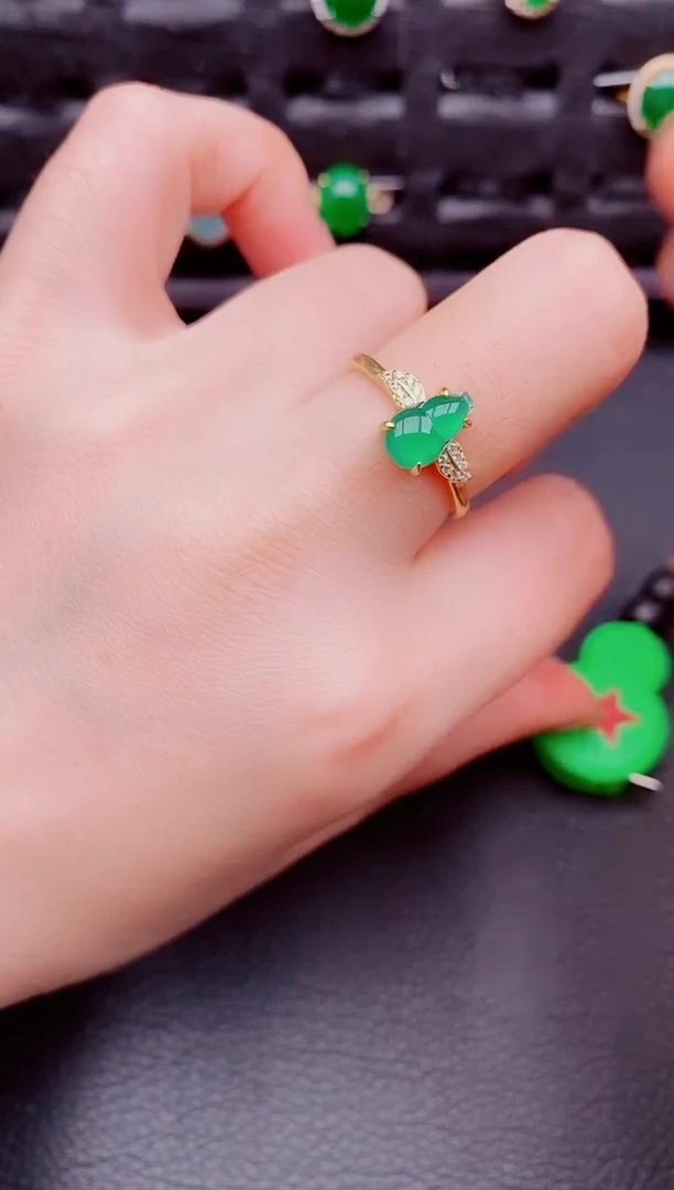 【闪购商品】翡翠戒指银S925镶嵌天然a货翡翠356