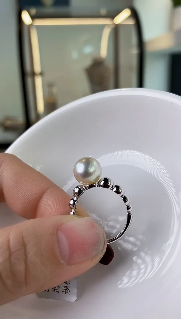 【闪购商品】海水珍珠戒指银S925镶嵌9-10海水珍珠戒指