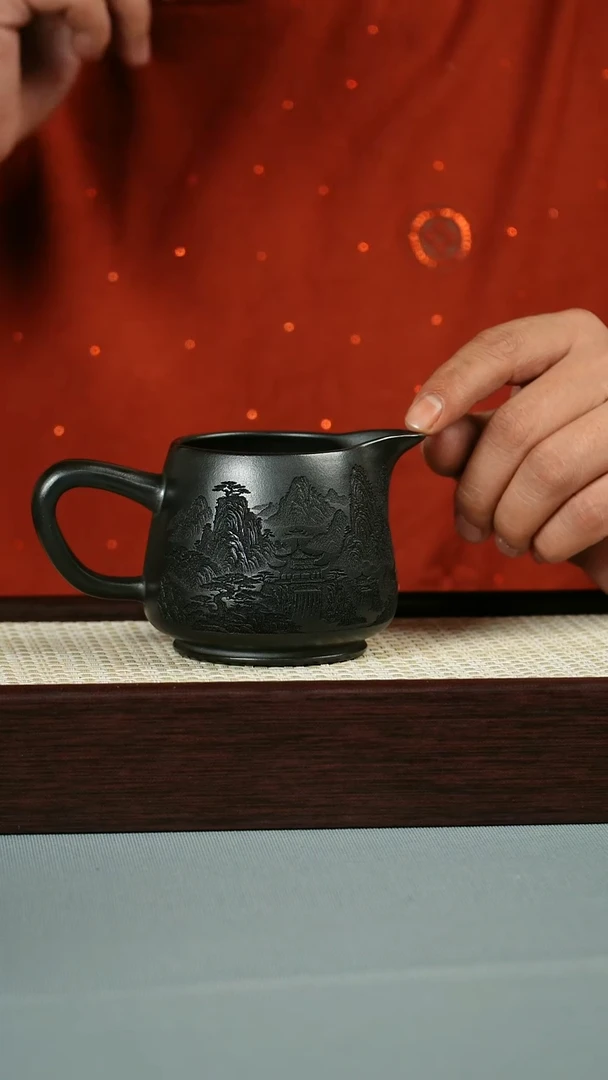 茶杯紫砂 原矿石黄 卧虎藏龙 公道杯
