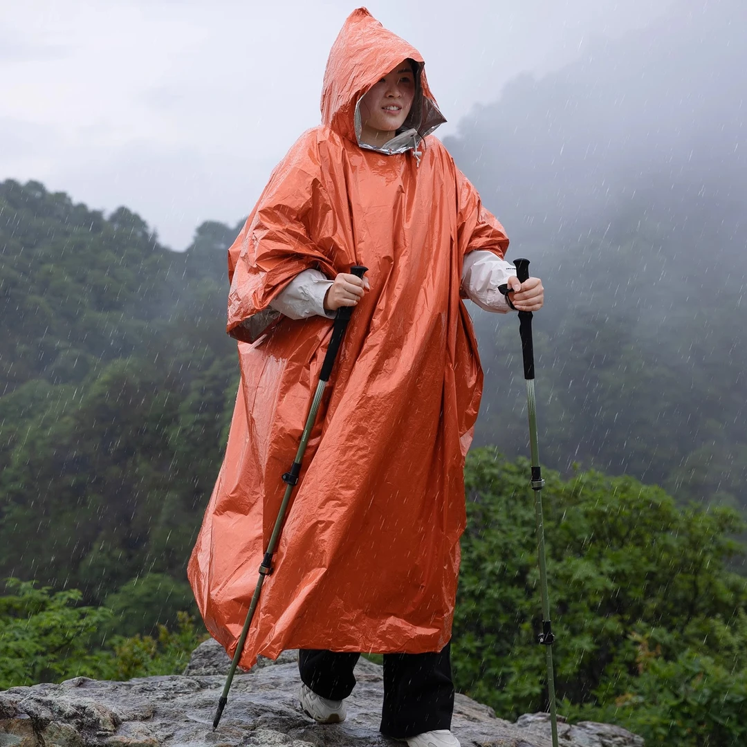 原始人雨衣应急保温毯登山防寒雨衣反光急救毯铝箔锡箔雨衣救生毯