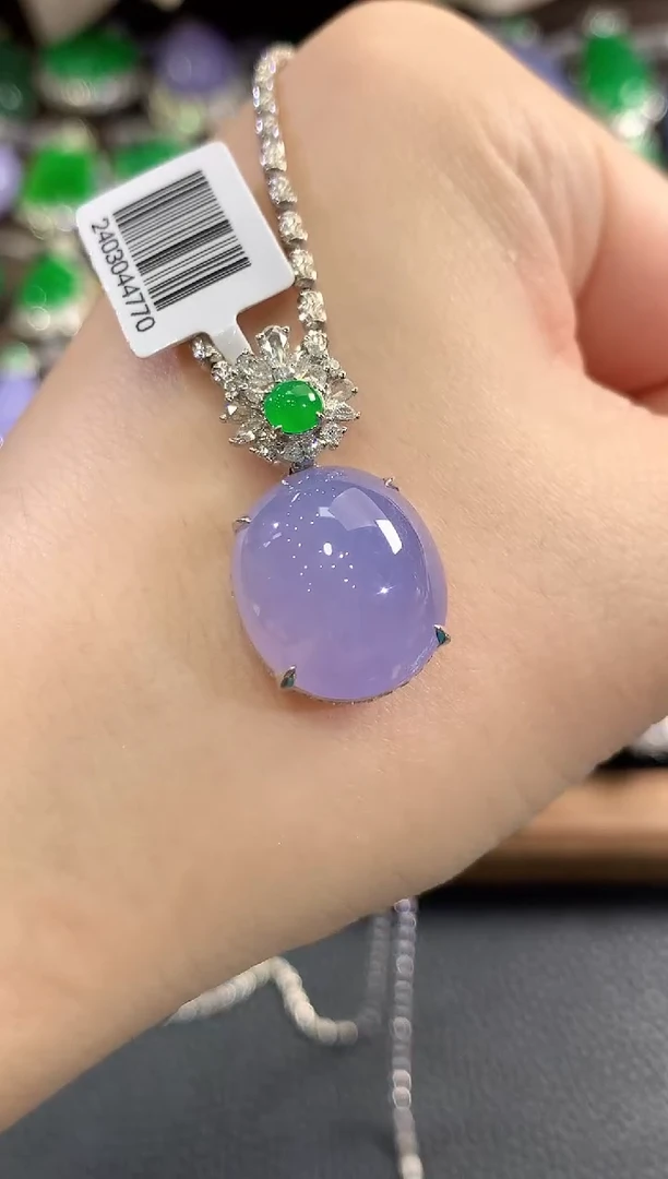 吊坠(不含链)18K金镶嵌翡翠c27紫货有色差