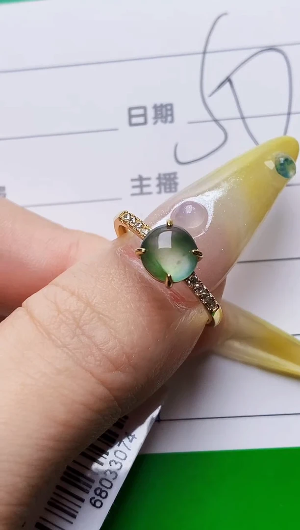 银S925镶嵌戒指翡翠1477