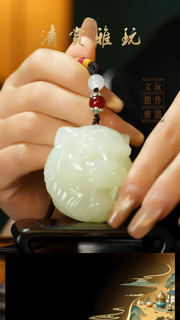 玉《虎虎生威》手把件摆件