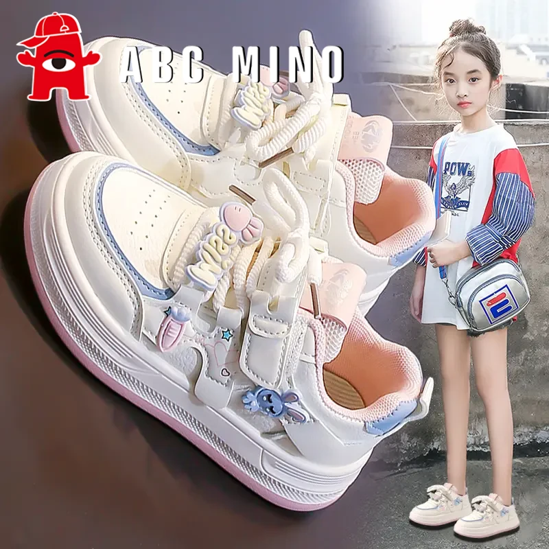 ABC MINO女童鞋子2025新款秋季儿童时尚可爱运动鞋开学季小白板鞋