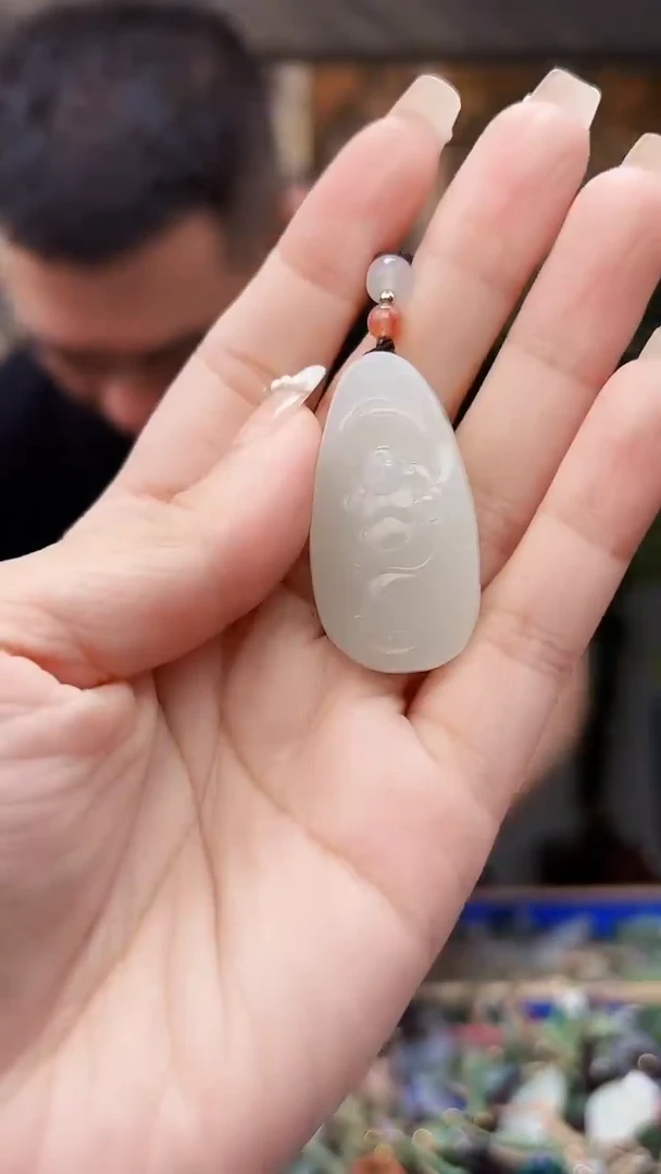 和田玉未镶嵌挂件拍一发一