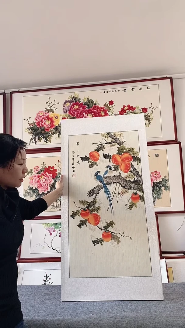 国画纯手绘125*65CM带框装饰字画