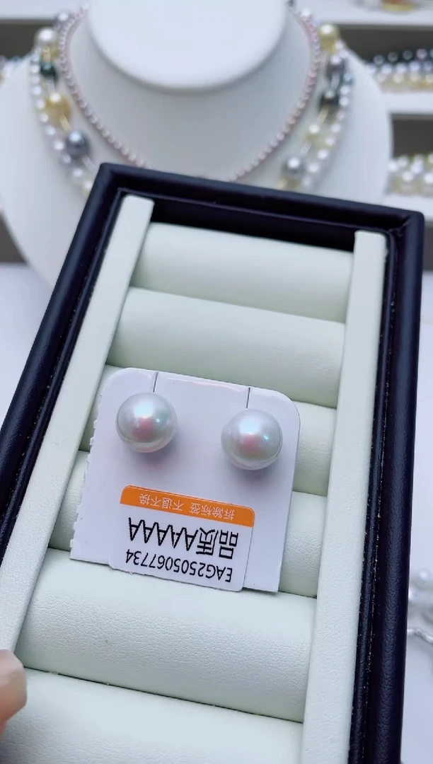 银S925镶嵌淡水珍珠耳饰W34