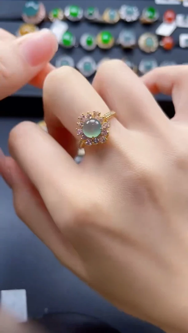 【闪购商品】翡翠戒指银S925镶嵌568765