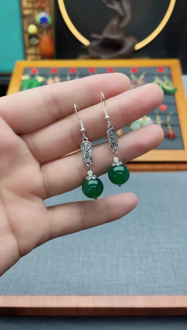 【闪购商品】玛瑙/玉髓耳钉银S925镶嵌322000