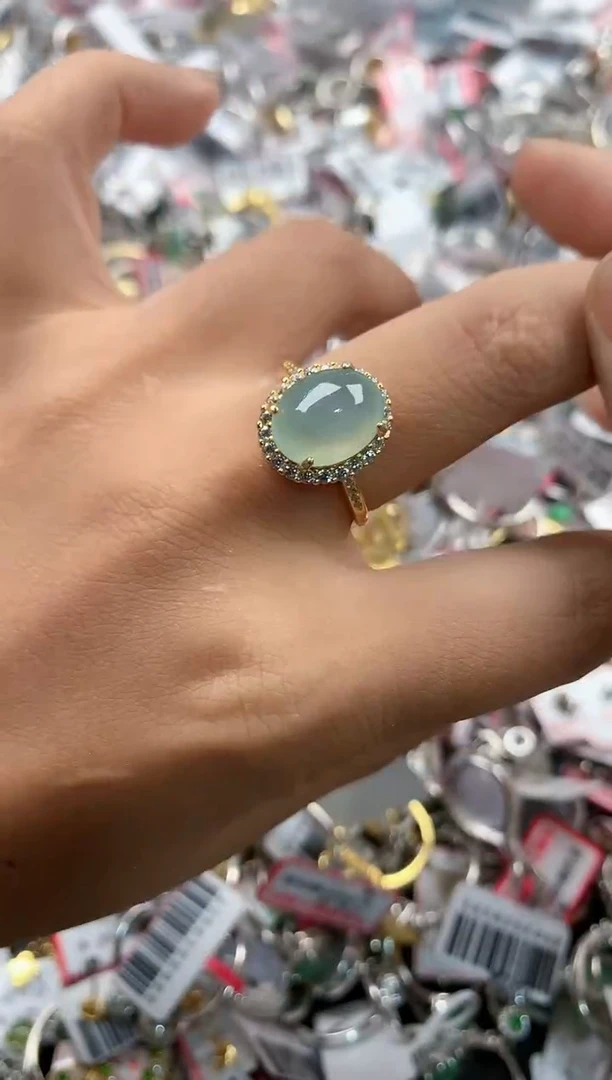 银S925镶嵌戒指翡翠555             9