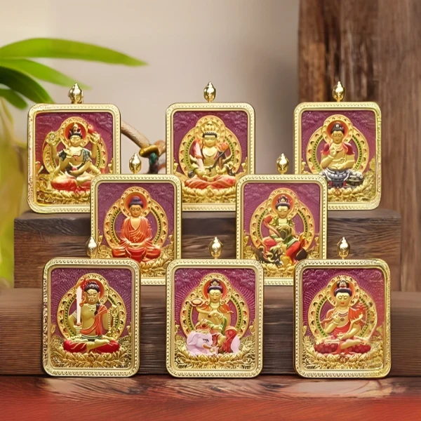 含辰砂工艺品【珠宝童掌柜】朱砂唐卡八大守护神