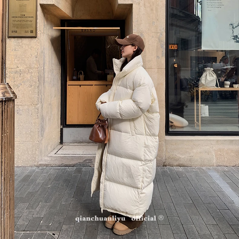 2025新款大被子羽绒服A女士超长款过膝白鸭绒加厚保暖羽绒服