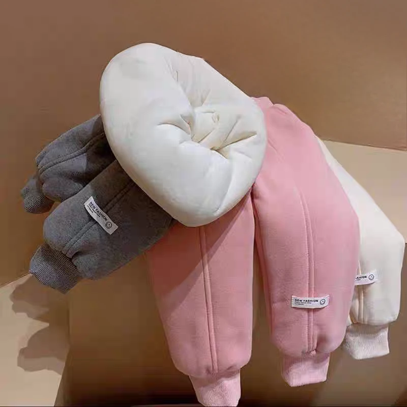 4919加厚儿童保暖棉裤男童女童三层夹棉一条过冬超厚冬季休闲卫裤