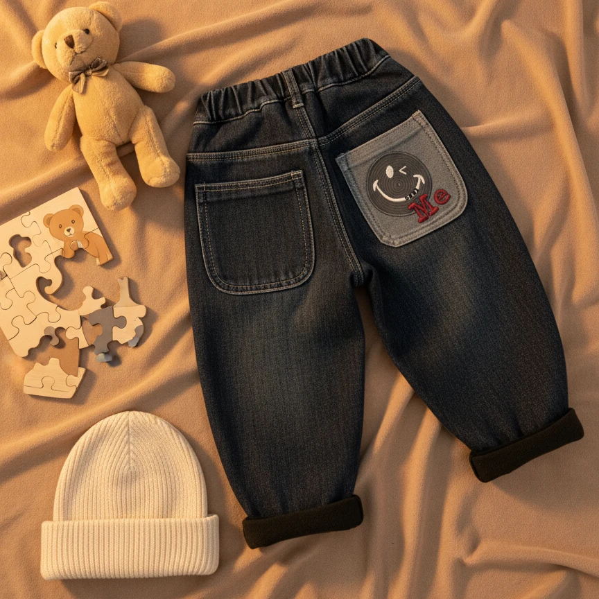 男童韩版冬装加绒牛仔裤子中小童炸街宝宝冬季休闲一体绒长裤