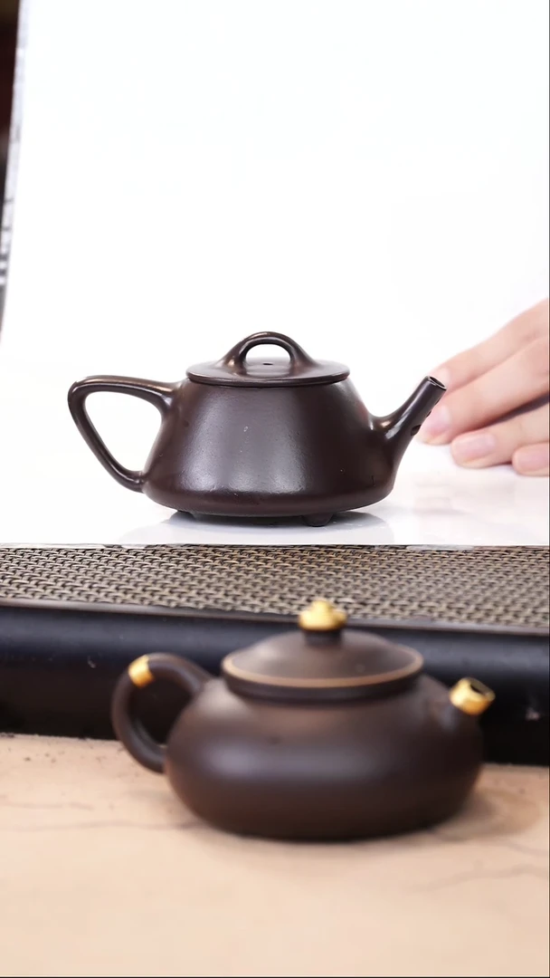 茶壶紫砂陈老师茄皮紫泥超精工石瓢150cc