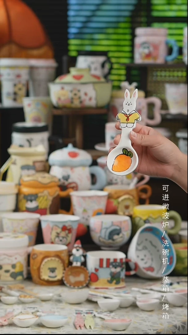 杯子 景德镇高温釉下彩纯手绘创意瓷