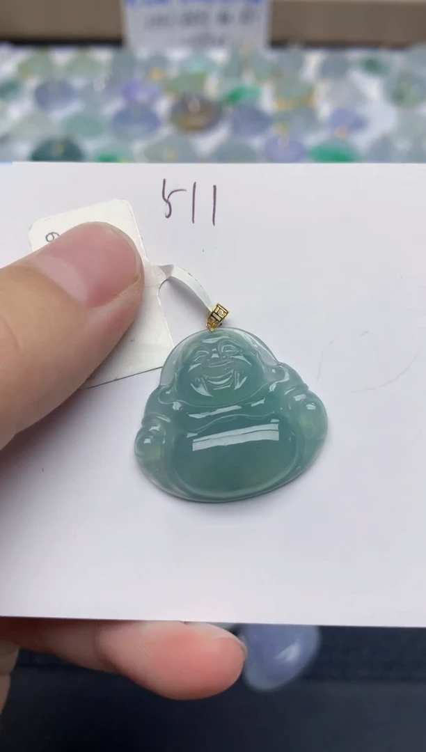 翡翠18K金镶嵌颈饰天然缅甸A货翡翠