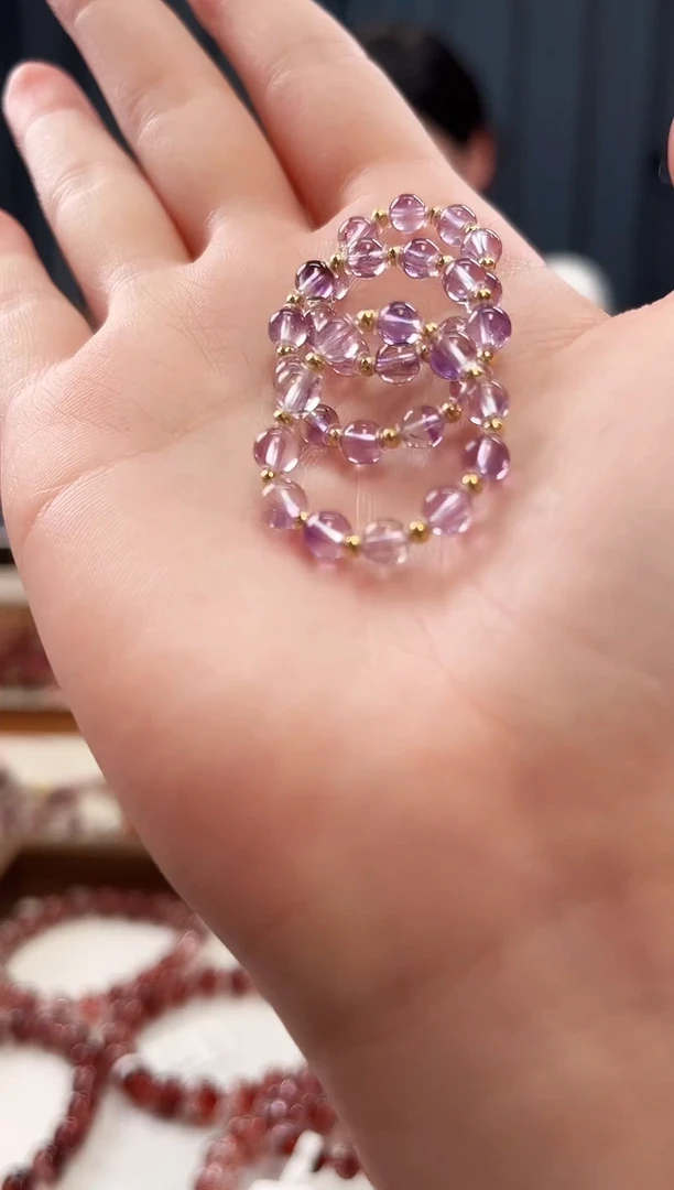 未镶嵌手串水晶紫超七戒圈4mm【多样性发一】
