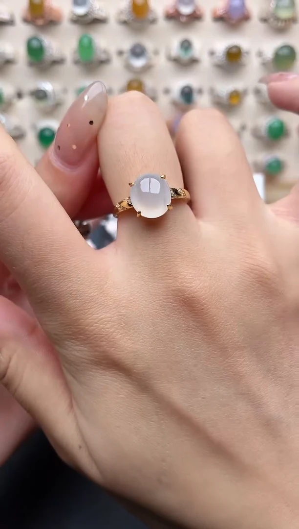 【闪购商品】翡翠戒指银S925镶嵌一物一证一礼盒