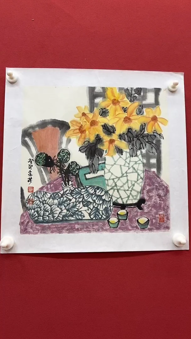 国画蔡金花-国画花鸟1平尺A0305