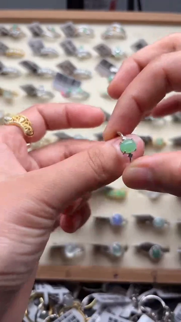 【闪购商品】翡翠戒指银S925镶嵌缅甸A货翡翠S925银镶嵌