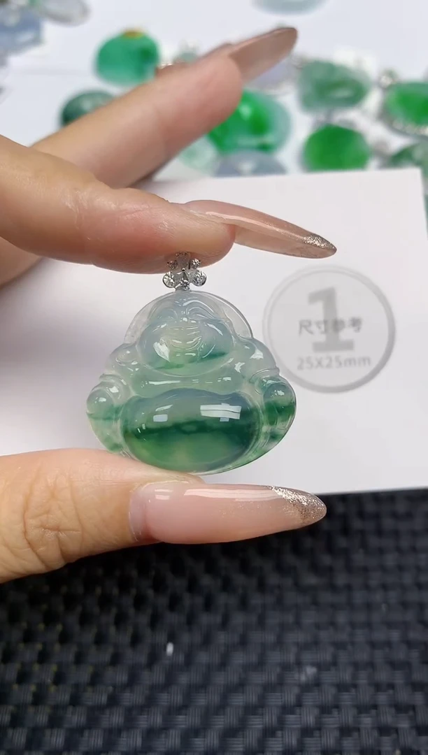 颈饰18K金镶嵌翡翠天然缅甸A货翡翠百元以上9元证书费自理