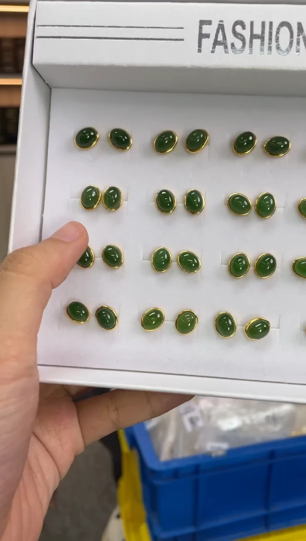 和田玉银S925镶嵌耳饰多样性发一件