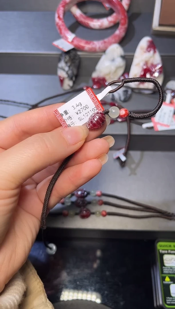 天然辰砂朱砂原矿随型富甲天下编织手串3.4克120102