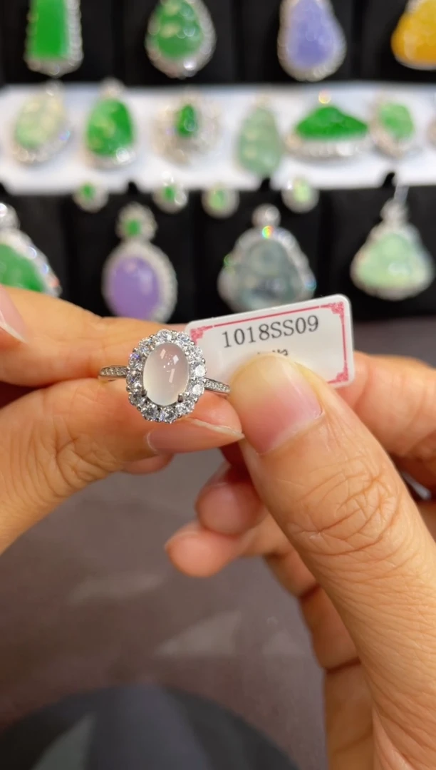 银S925镶嵌戒指翡翠1018SS09