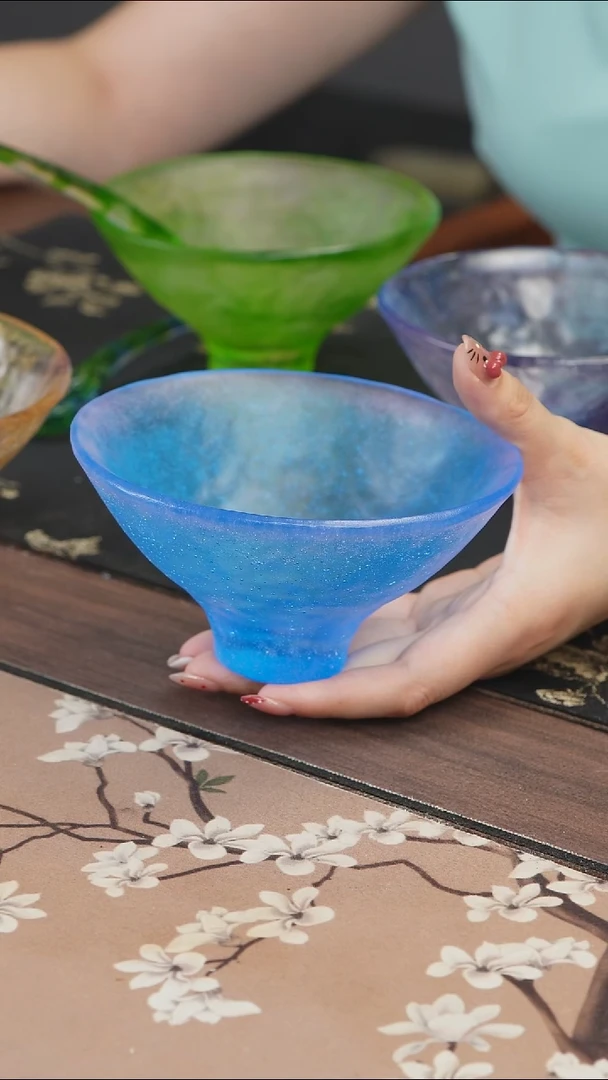 手工艺品琉璃蓝粉色建盏