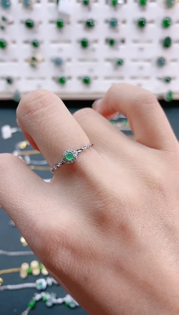 【闪购商品】翡翠戒指银S925镶嵌天然翡翠