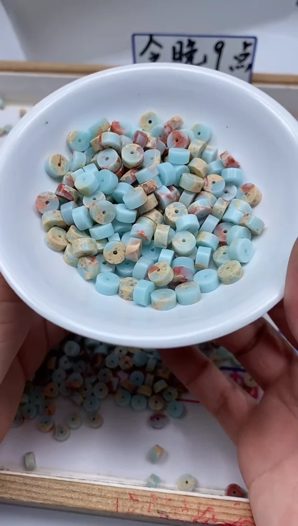 玛瑙/玉髓散珠未镶嵌B734寿山 石3*6mm50个12元