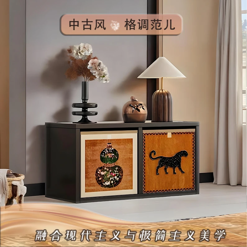 中古风钢制格子柜自由组合儿童书架卡莱克落地置物架子铁艺收纳架