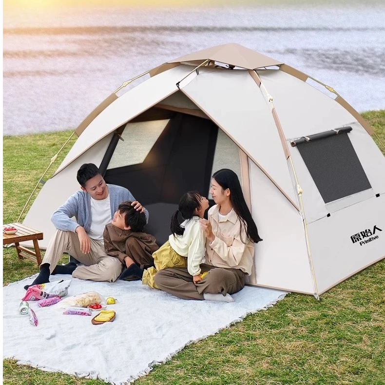 原始人T19帐篷户外折叠便携式野外露营装备野营过夜加厚全自动帐