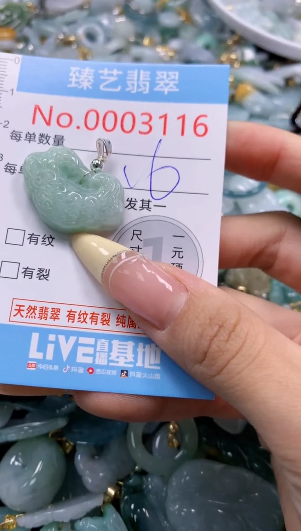 翡翠未镶嵌颈饰含绳0003116