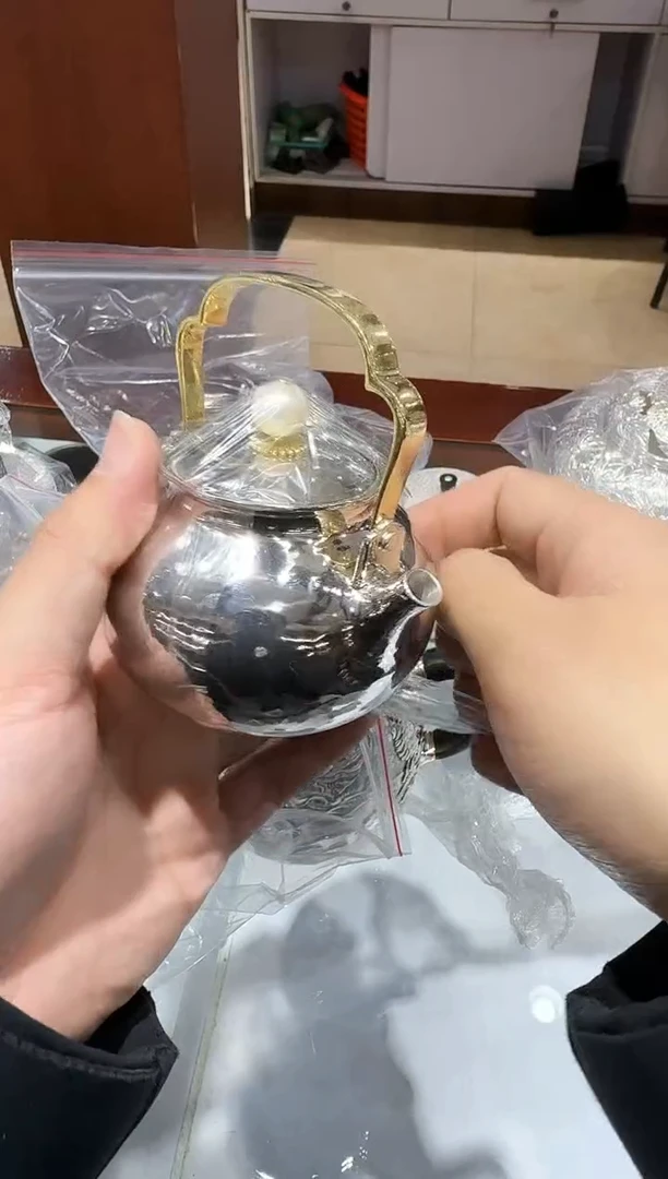 【闪购商品】足银999精工小珍珠泡茶壶